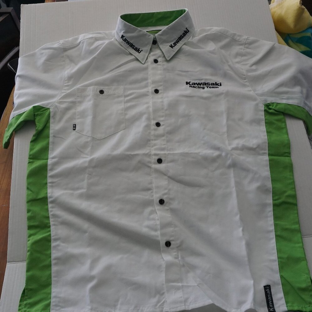 Kawasaki Racing Team Canada Short Sleeve Button Down Shirt Size M